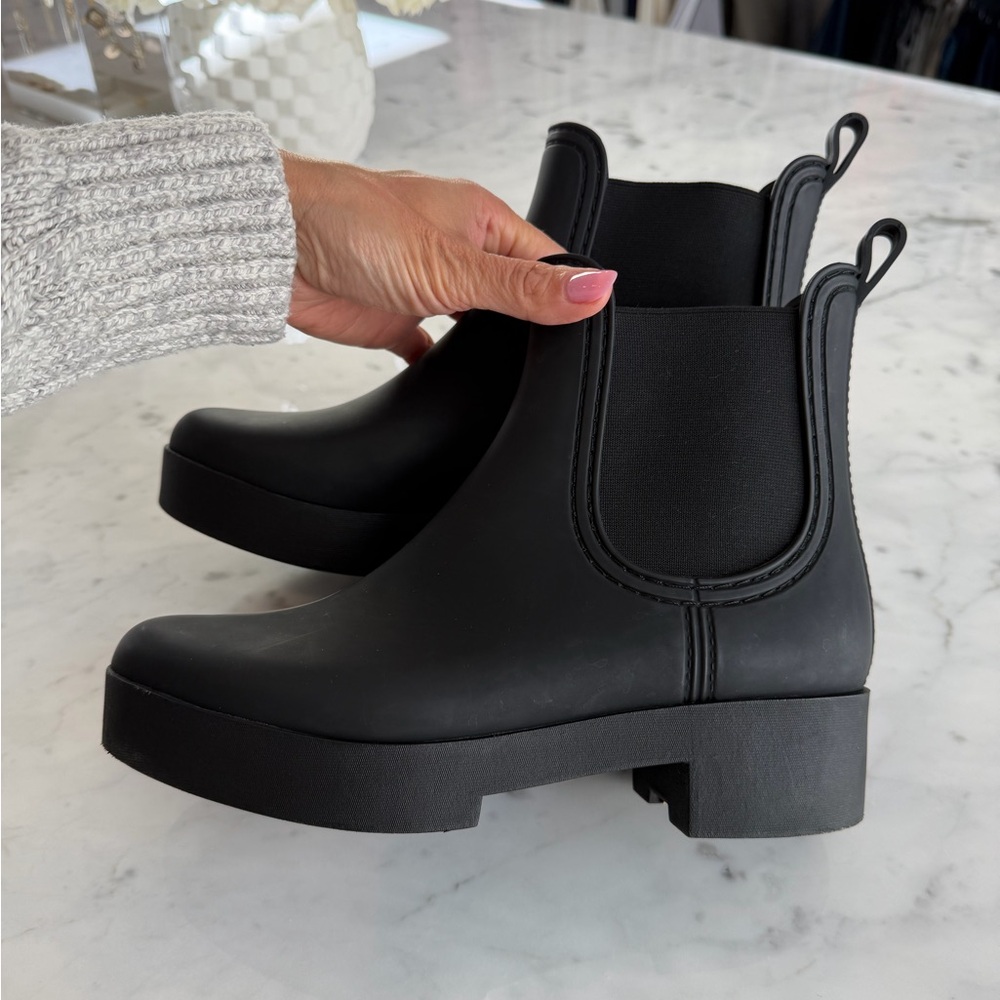 Jeffrey Campbell Black Rubber Ankle Boots Size 8